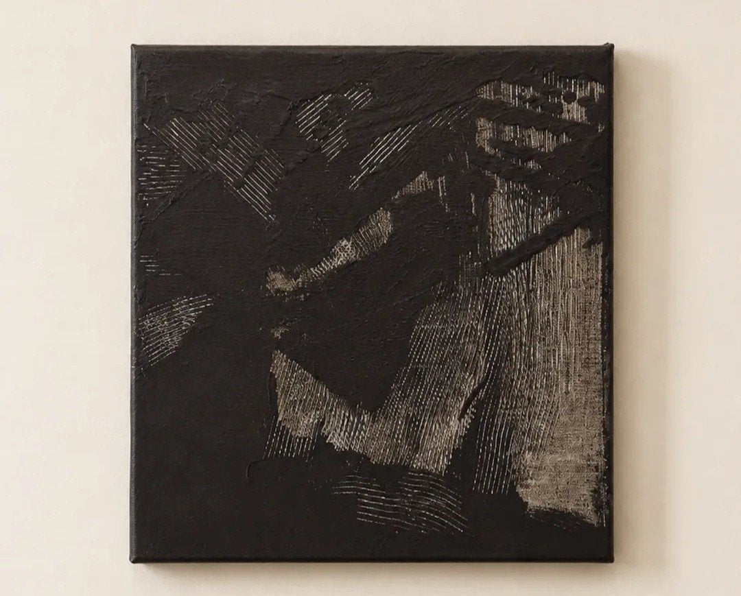 'Le langage des traces" toile acrylique sur châssis 
20×20 c, Enlèvement
