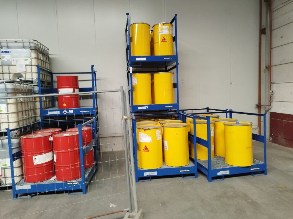 Opvangbak - lekbak voor 4 x 200L - stapelbaar - Eurokraft, Ophalen of Verzenden, Lekbak 205 L, Info@timshop.be, Geen idee