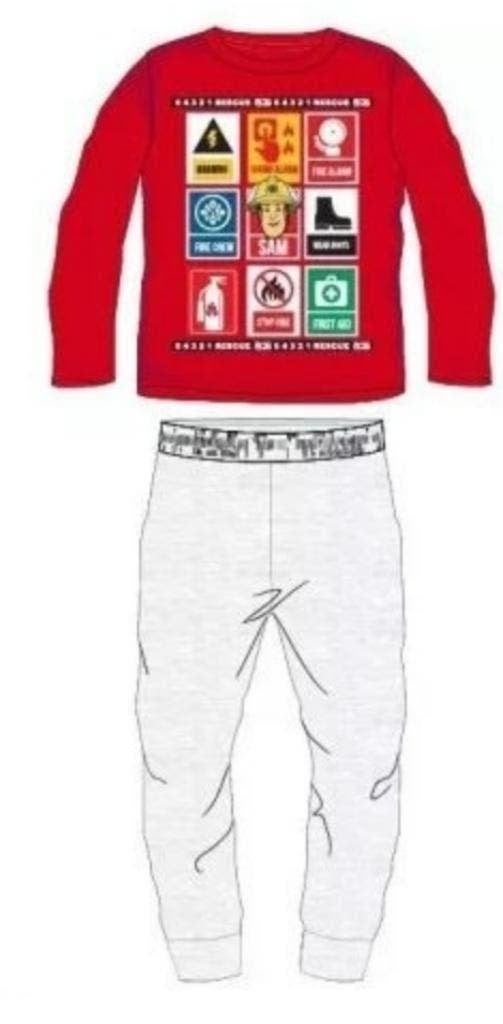 Brandweerman Sam Pyjama - Rood/Grijs - Maat 128 - Katoen, Kinderen en Baby's, Ophalen of Verzenden, Nieuw, Jongen, Nacht- of Onderkleding