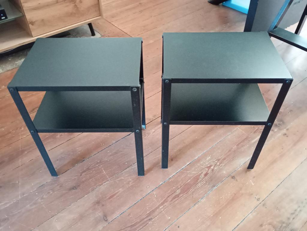 2 tables de chevet IKEA acier noir, Moins de 55 cm, Comme neuf, Enlèvement, Métal ou Aluminium