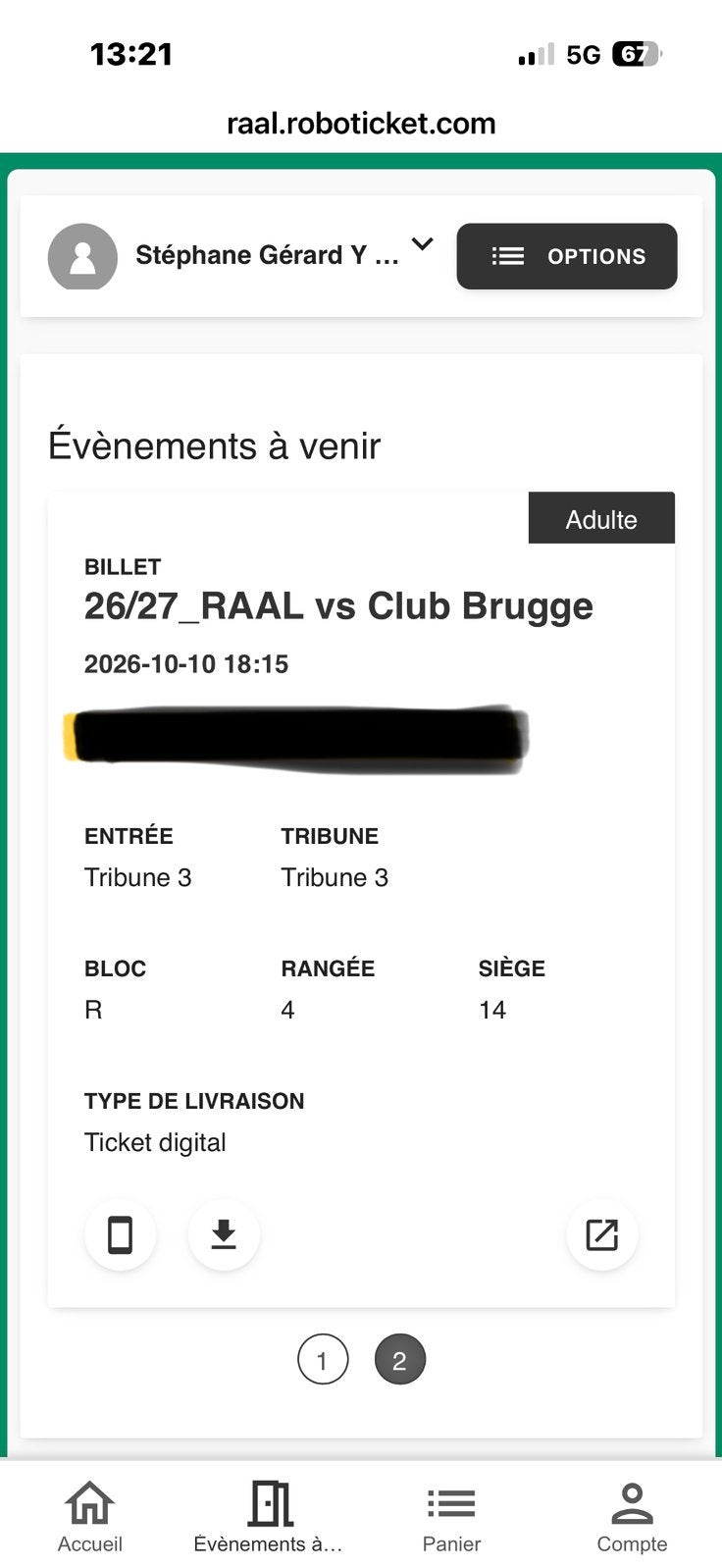 2 tickets raal bruges aujourd hui, Deux personnes