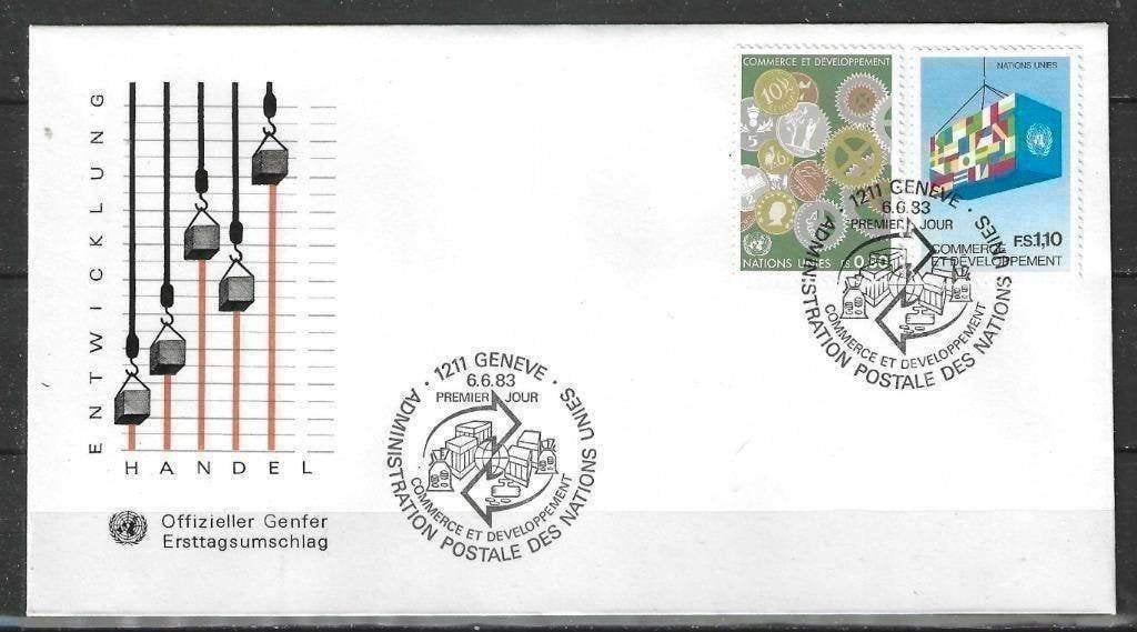 ONU Genève 1983 - Yvert 115-116 - Développement (ST), Envoi, Affranchi