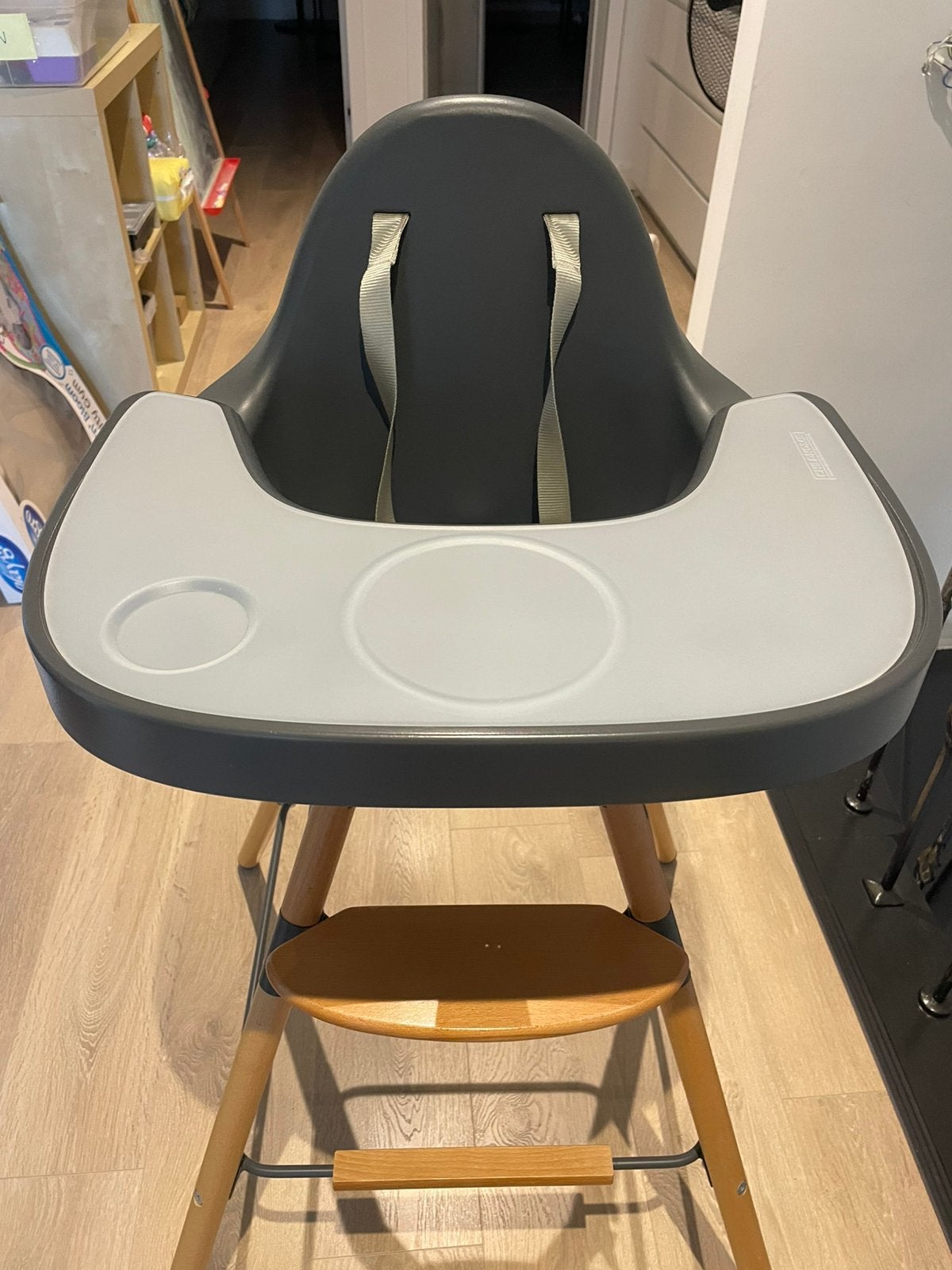 Childhome evolu 2 eetstoel antraciet, Ophalen, Gebruikt, Meegroeistoel, Afneembaar eetblad