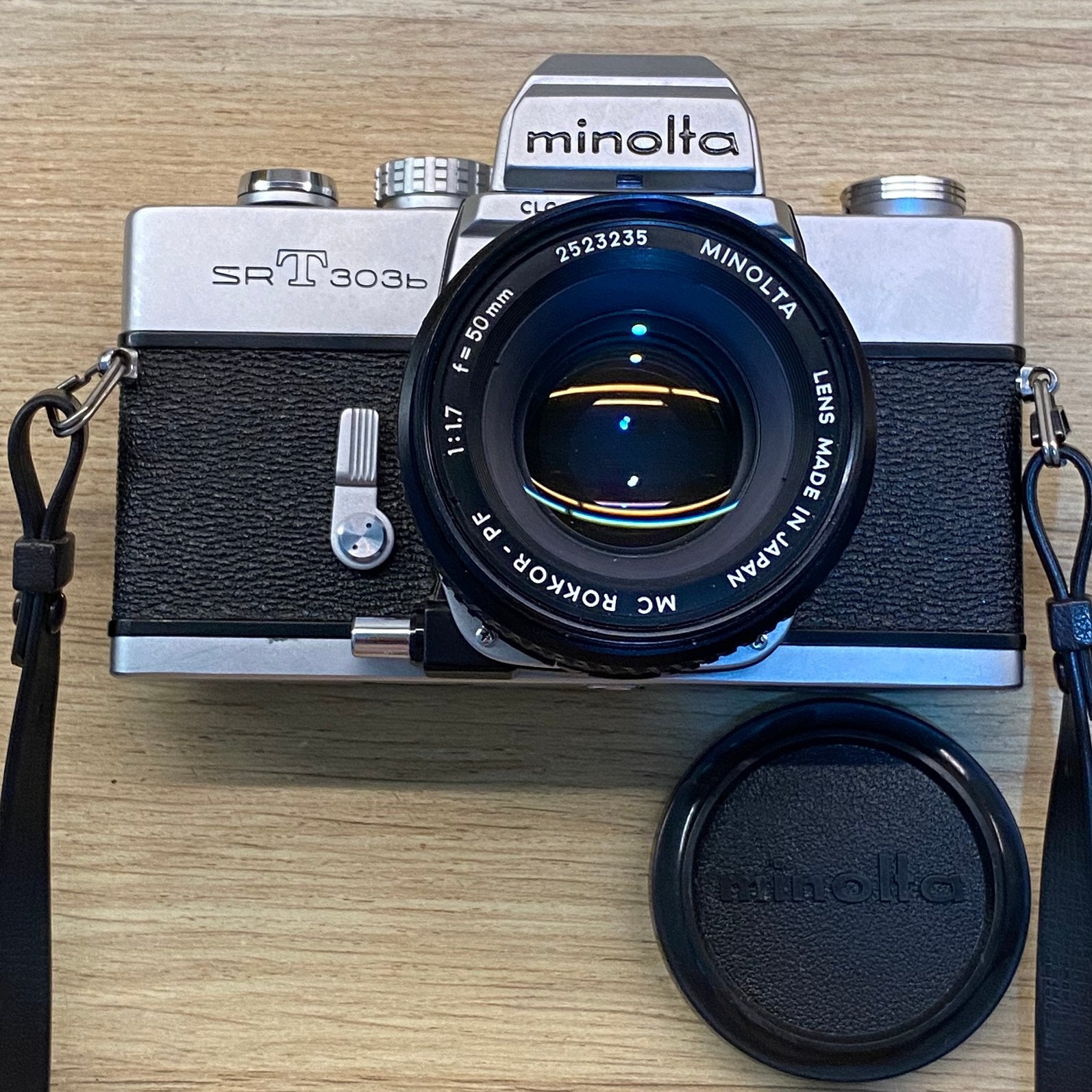 Minolta SRT 303b, MC Rokkor PF 50mm f1.7 *als nieuw, Ophalen of Verzenden, Zo goed als nieuw, Spiegelreflex, Minolta