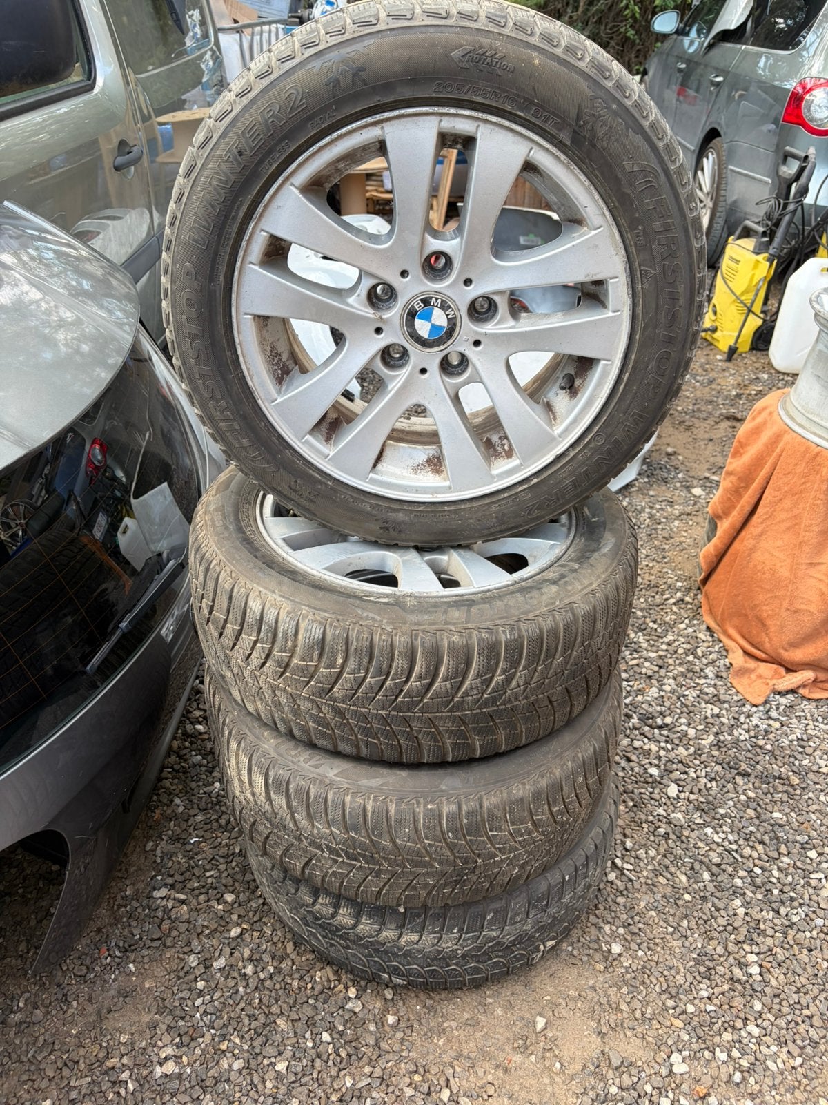 Vend 4 jante de bmw 5/120, Gebruikt, 16 inch, Banden en Velgen, 205 mm