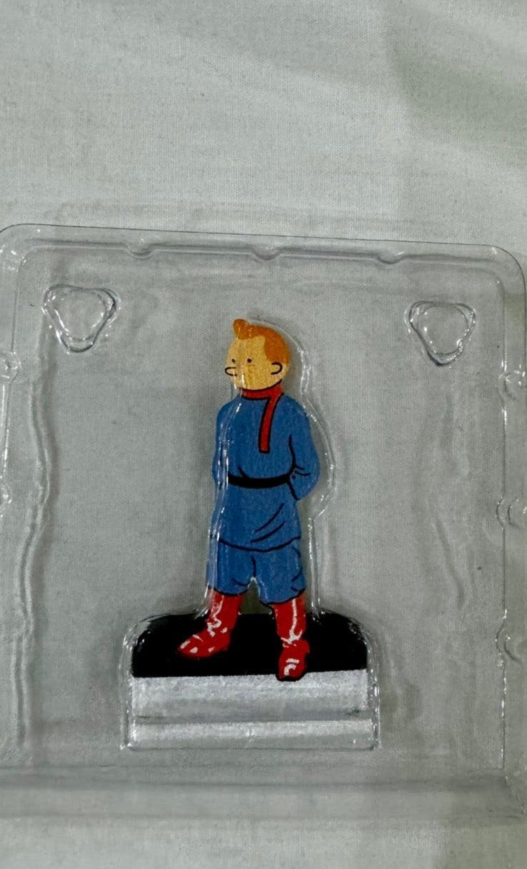 Kuifje figuur tin. Op voetje Nieuw in de verpakking, Collections, Personnages de BD, Enlèvement ou Envoi, Tintin, Comme neuf
