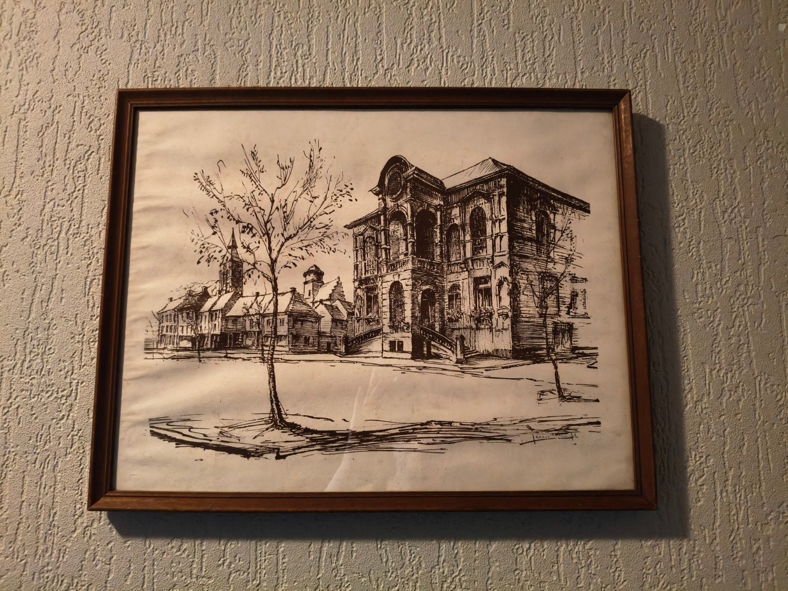 Dessin de l'hôtel de ville de Vilvorde (?) Concessionnaire d, Antiquités & Art, Art | Dessins & Photographie, Enlèvement, Dessin