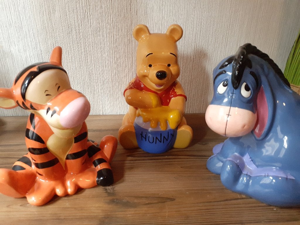 Bourriquet, tigrou et winnie tirelires, Collections, Tirelires, Enlèvement, Utilisé, Figurine de Bande dessinée ou de Dessin animé