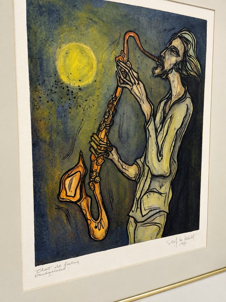 Kunstwerk saxofonist - Staf De Smedt - That Old Feeling 1978, Antiek en Kunst, Ophalen of Verzenden