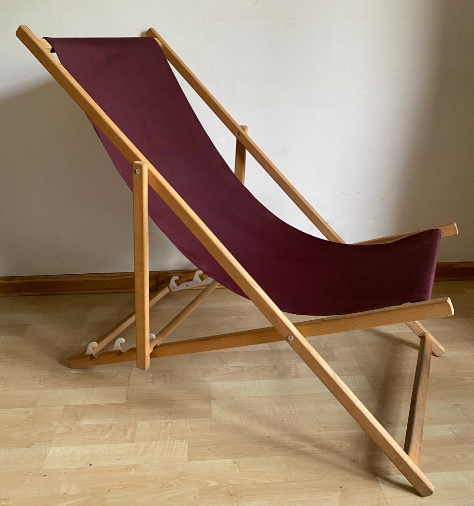 Transat / Chilienne de jardin en bois pliante comme neuf., Enlèvement, Comme neuf, Bois, Pliant