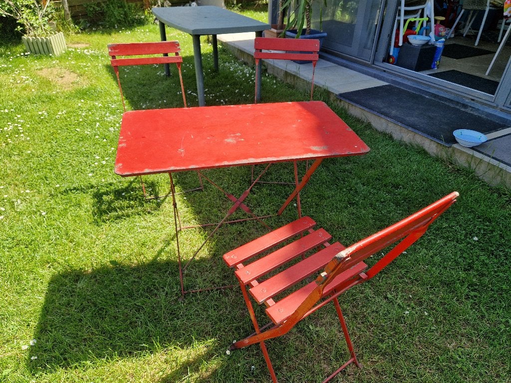 TABLE  MÉTAL DE TERASSE CHAISE DE JARDIN STELLA ARTOIS BIERE, Enlèvement, Utilisé