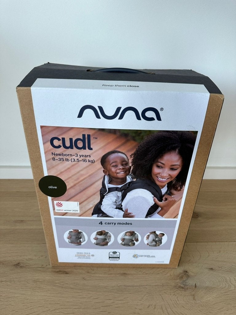 Nuna draagzak cudl click olijfgroen, Ophalen, Zo goed als nieuw, Draagzak
