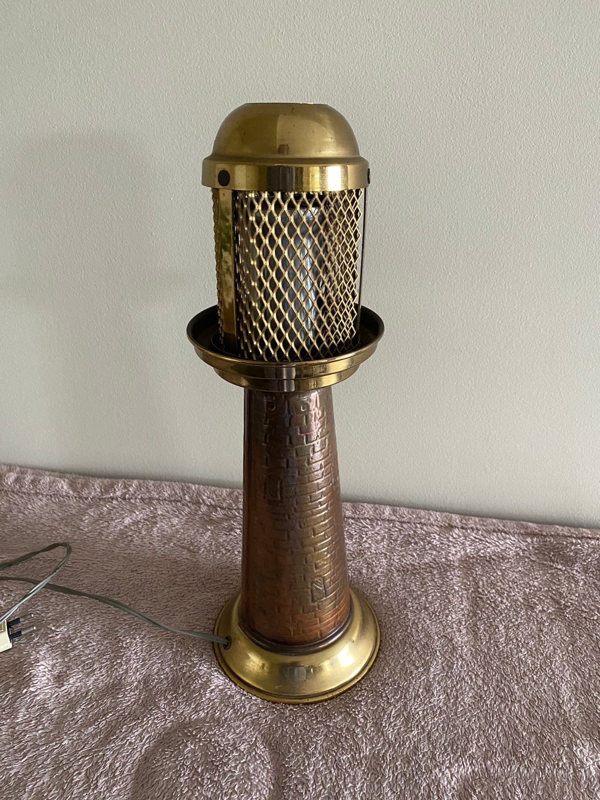 Vintage koperen vuurtoren lamp, Ophalen, Koper of Brons