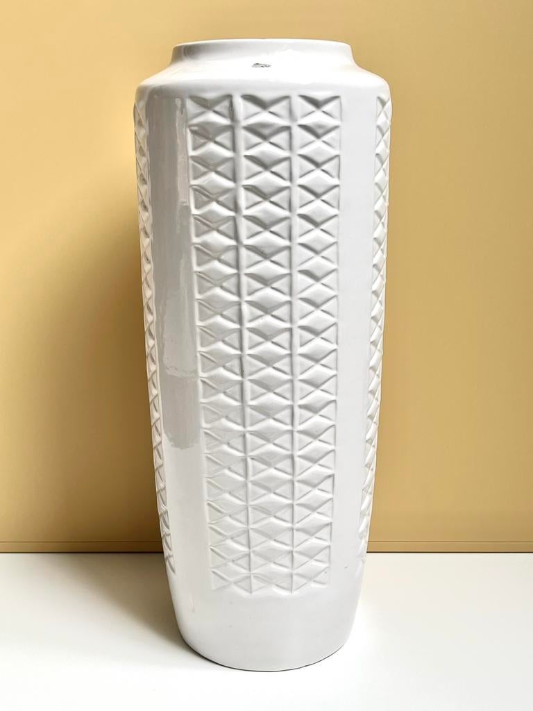 Witte vloervaas • West Germany • 46cm, Ophalen, Gebruikt, Wit, Aardewerk of Porselein