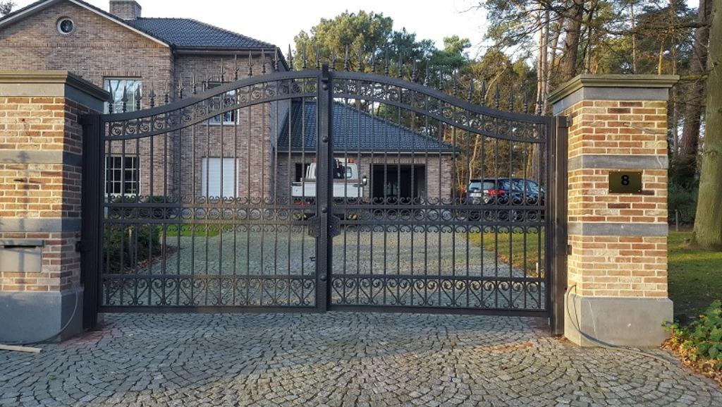 tuinpoort  zeer degelijk en stijlvol (3meter of breder), Tuin en Terras, Ophalen, Staal, Nieuw, 150 tot 200 cm