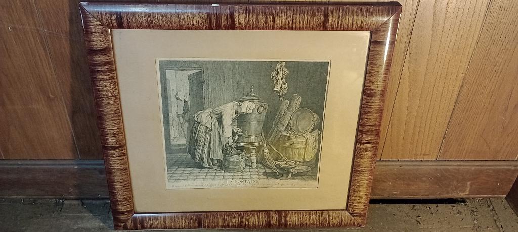 Gravure „La Fontaine” Jean-Baptiste Siméon CHARDIN, n565, Antiek en Kunst, Kunst | Etsen en Gravures, Ophalen of Verzenden