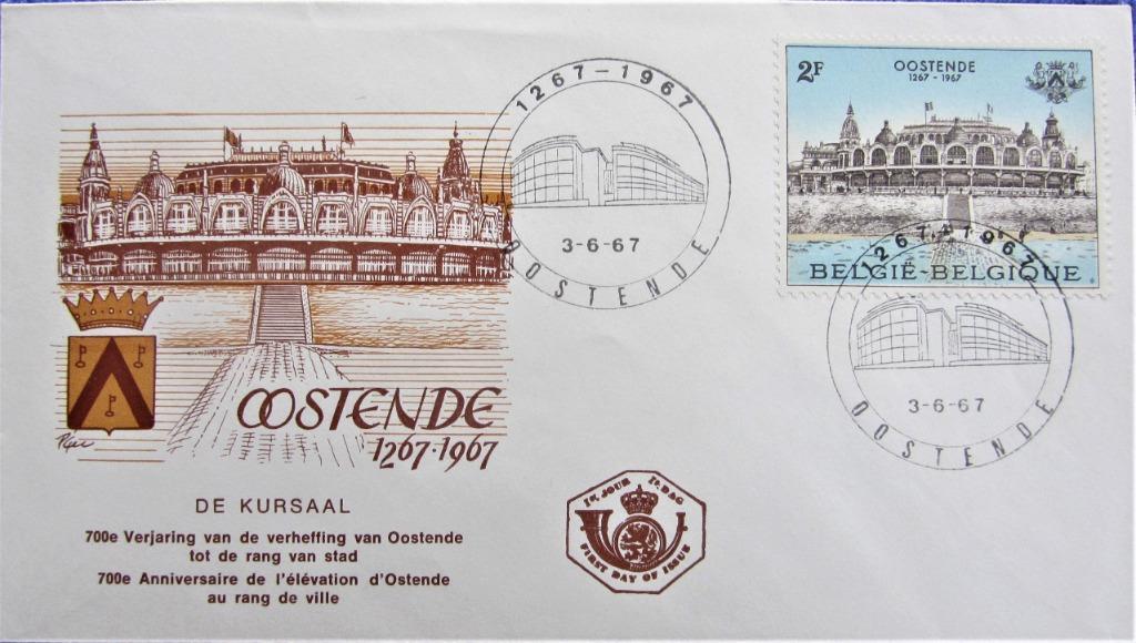 FDC TOERISME- OOSTENDE, HET KURSAAL, Ophalen of Verzenden, Gestempeld, Plaats of Gebouw