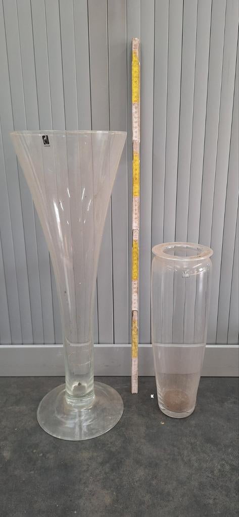 Grote en kleine vaas/decoratiepot, Ophalen, Zo goed als nieuw, Glas, 50 tot 75 cm