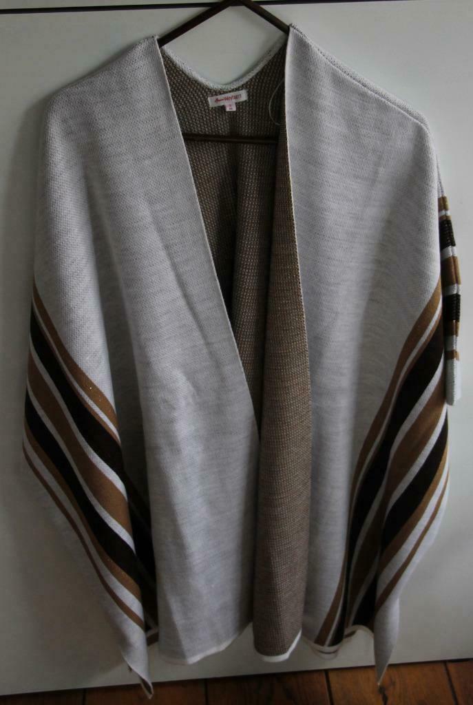 PONCHO GRIS RAYE  EN FINE MAILLE NEUF ANNE WEYBURN TAILLE 2, Kleding | Dames, Maat 38/40 (M), Anne weyburn, Nieuw, Ophalen of Verzenden