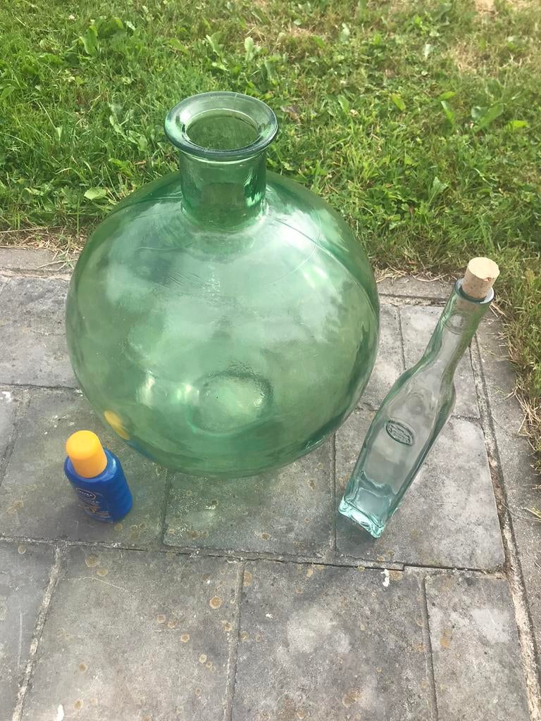 Dame Jeanne 45cm H vintage kruik, Ophalen, Minder dan 50 cm, Groen, Glas