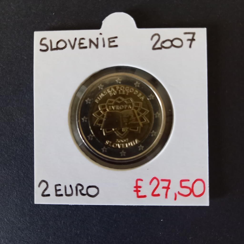 2 EURO 2007  VERDRAG VAN ROME   SLOVENIE    RAAR   € 27,50, Enlèvement ou Envoi, Slovénie, 2 euros, Monnaie en vrac