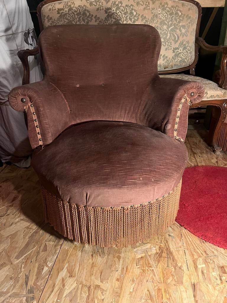 3 antieke Louis Philippe crapauds, Antiek en Kunst, Antiek | Meubels | Stoelen en Sofa's, Ophalen of Verzenden