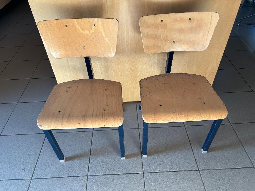 2 x EROMES MARKO T-poot design SCHOOLSTOELTJE ‘60, Ophalen