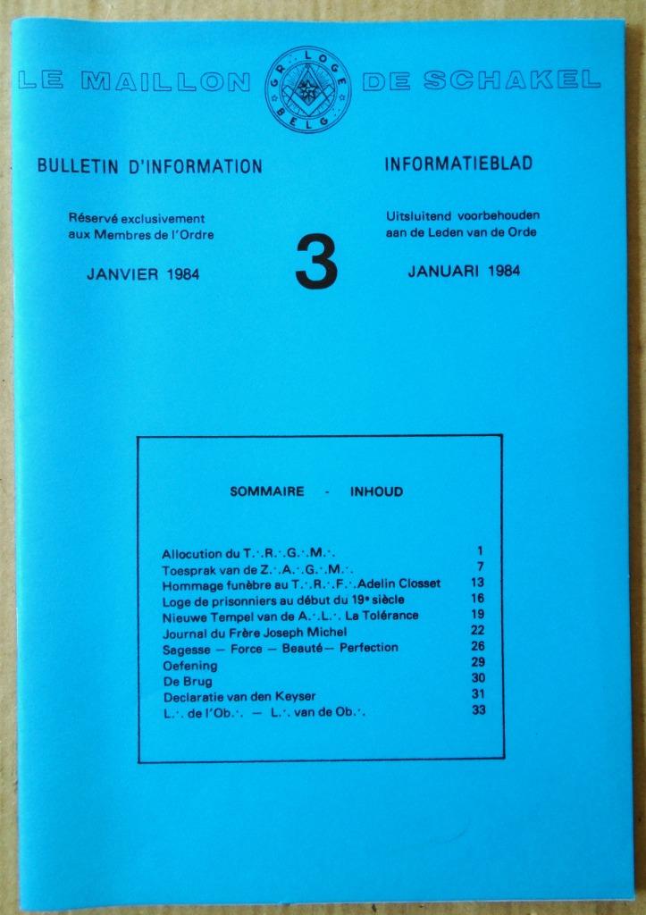 Le Maillon/De Schakel: Bulletin d'Info - Grande Loge de Belg, Livres, Enlèvement ou Envoi, Utilisé, Autres sujets/thèmes, Redactie GLB