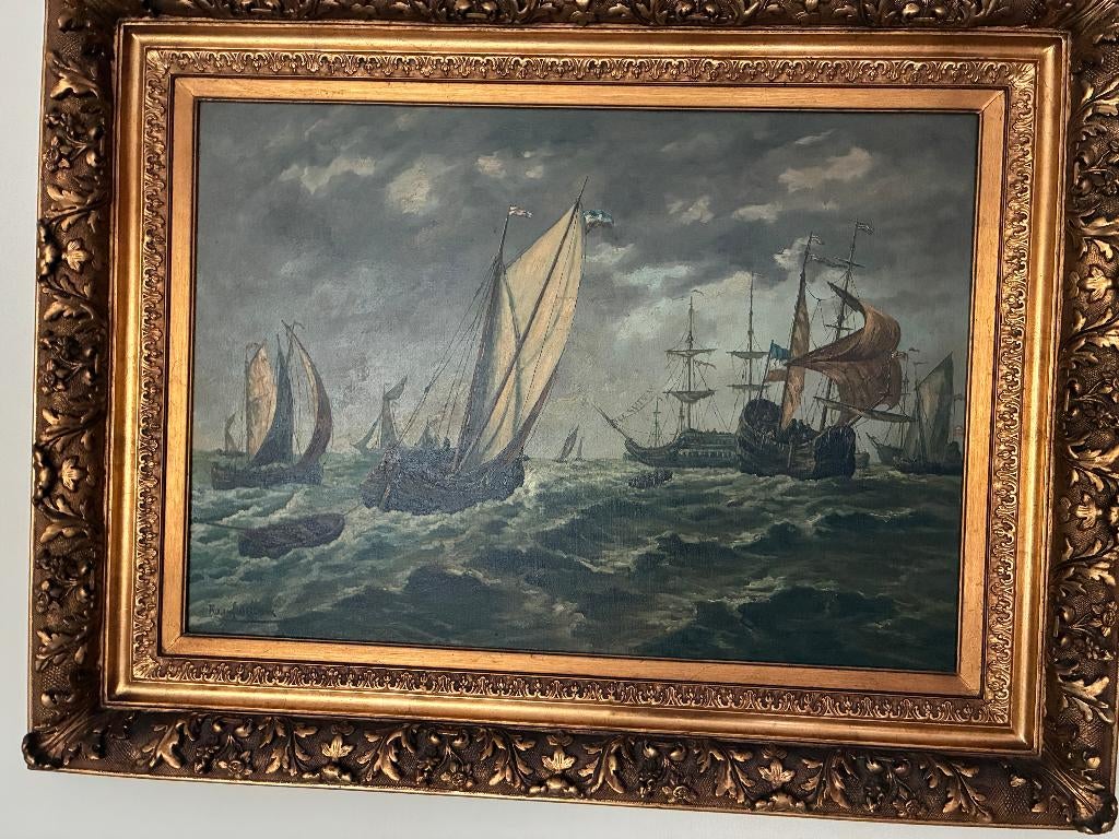 Schilderij zeetafereel van Raoul Delbove, Ophalen