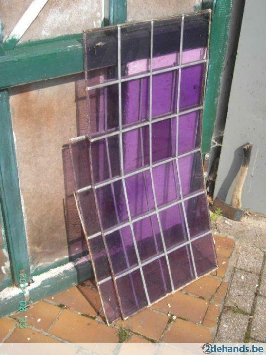 Losse paarse vensterglaasjes, Doe-het-zelf en Bouw, Ophalen, Gebruikt