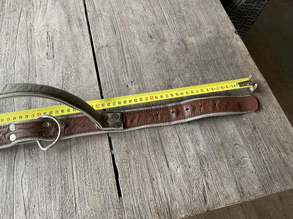 Lederen halsband hond met handvat, Enlèvement, Fait main, Comme neuf