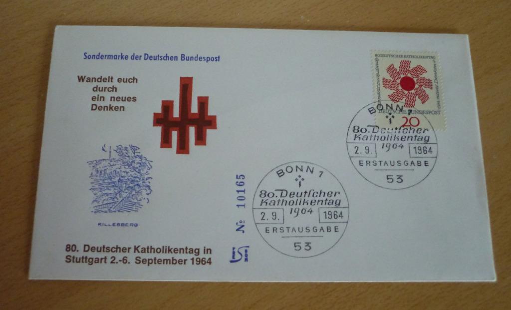 Eerstedagenvelop Deutsche Bundespost 80. Katholikentag 1964, Postzegels en Munten, Ophalen of Verzenden