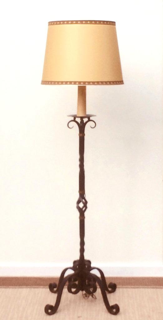 Smeedijzeren vloerlamp * jaren 50 * Vintage * Staanlamp, Huis en Inrichting, Lampen | Vloerlampen, Gebruikt, Metaal, Ophalen of Verzenden