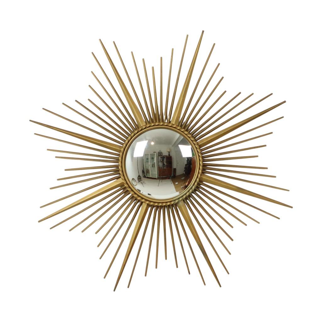 Grote Vintage Zonnespiegel Chaty Vallauris XL Frankrijk 91cm, Huis en Inrichting, Woonaccessoires | Spiegels, Gebruikt, 75 tot 100 cm