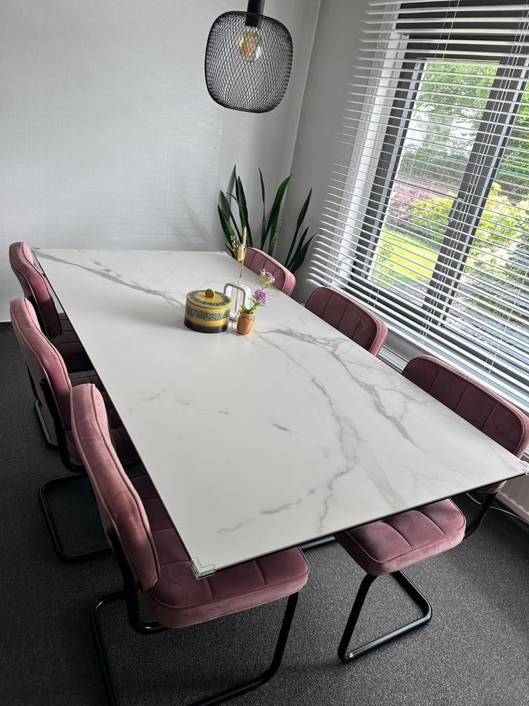 Keramische eettafel marmerlook, Huis en Inrichting, Tafels | Eettafels, Ophalen, Zo goed als nieuw