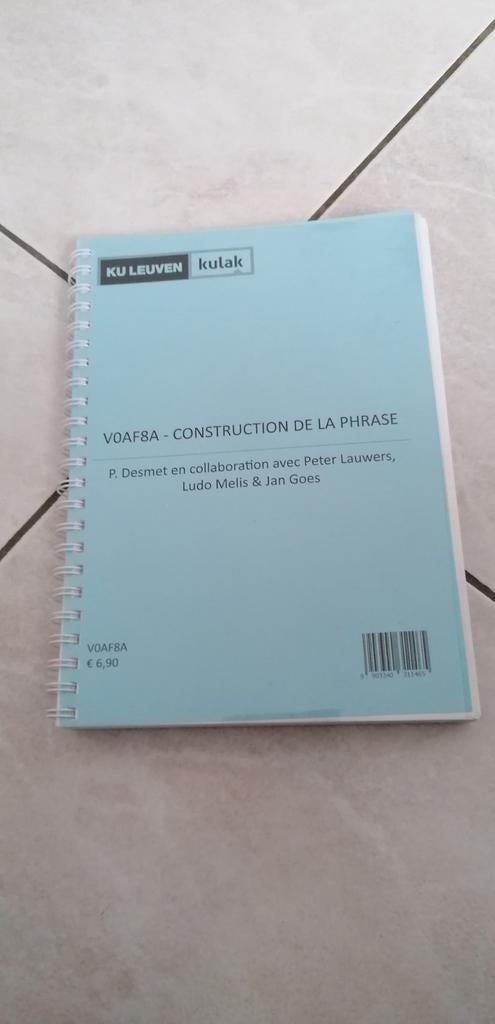 Boek Ku Leuven construction de la phrase, Boeken, Ophalen of Verzenden