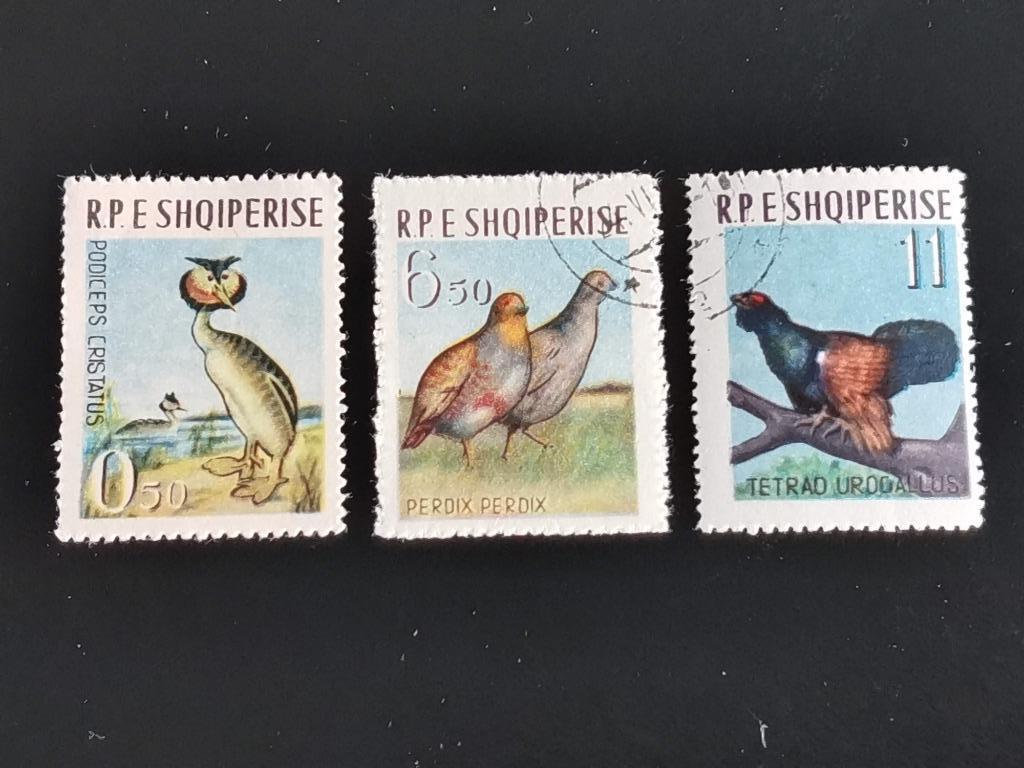 Albanie 1963 - vogels - fuut, patrijs, Auerhoen, Ophalen of Verzenden, Overige landen, Gestempeld