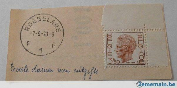postzegel baudouin - in omloop gebracht 7-9-1970 - roeselare, Postzegels en Munten, Koninklijk huis, Frankeerzegel, Ophalen of Verzenden