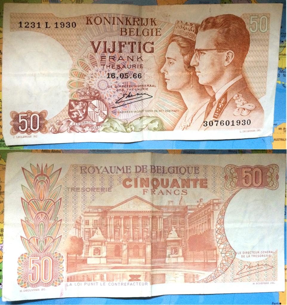 Billet de collection - 50 francs belges 1966, Envoi, Belgique, Billets en vrac