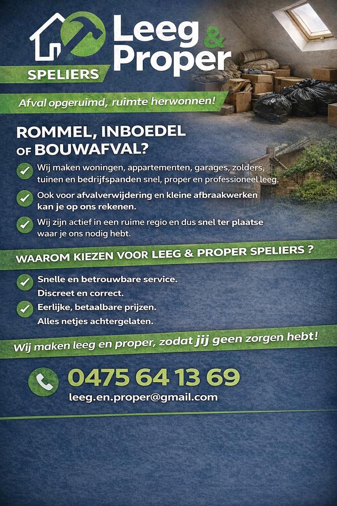 Leeg en proper, Ophalen