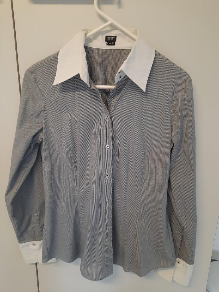 Nieuwe damesblouse grijs ruitjes - witte kraag, Kleding | Dames, Blouses en Tunieken, ESPRIT, Ophalen of Verzenden, Nieuw, Grijs
