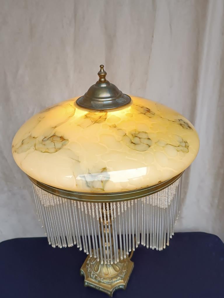 Lampe de table Vienna avec abat-jour en verre opalin mélangé, Enlèvement ou Envoi
