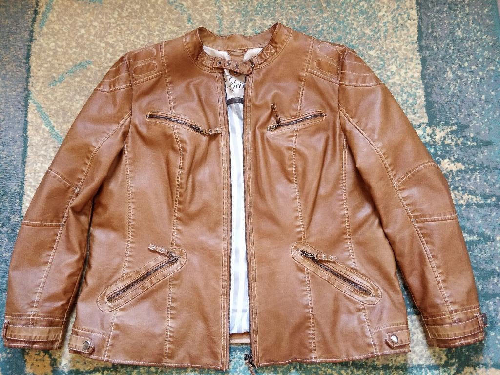 Camel blazerjasje type perfecto kunstleer dames t.52 - Nieuw, Bruin, Maat 46/48 (XL) of groter, Nieuw, Ophalen of Verzenden