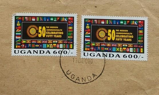 Uganda, 600 c., 50 year modern commonwealth (2 zegels), 2000, Ophalen of Verzenden, Gestempeld