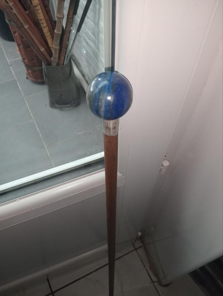 Lapis lazuli wandelstok met pommel, Ophalen of Verzenden, Gebruikt
