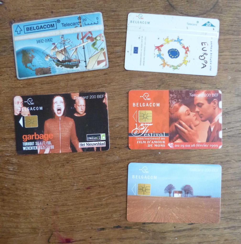 Telekaarten Belgacom 5 stuks, Enlèvement ou Envoi, Utilisé