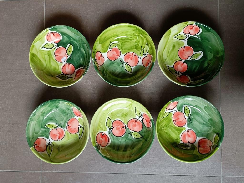 6 assiettes creuses peintes à la main, Ophalen of Verzenden, Zo goed als nieuw
