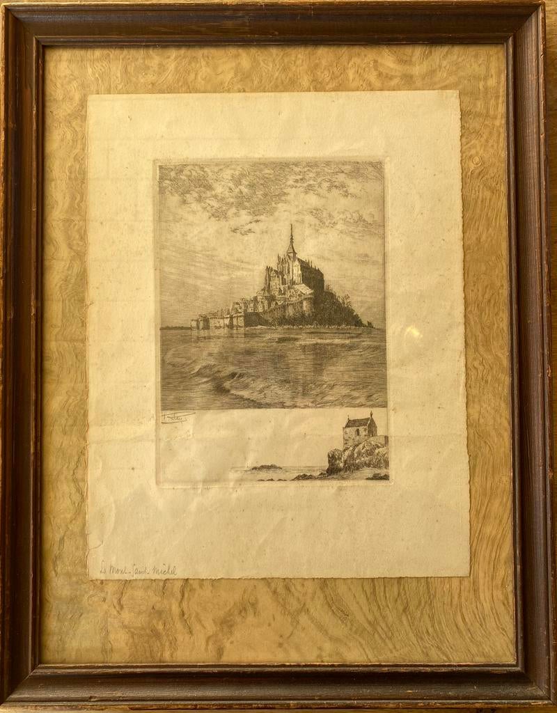 Gravure ancienne : Mont Saint Michel, Enlèvement ou Envoi