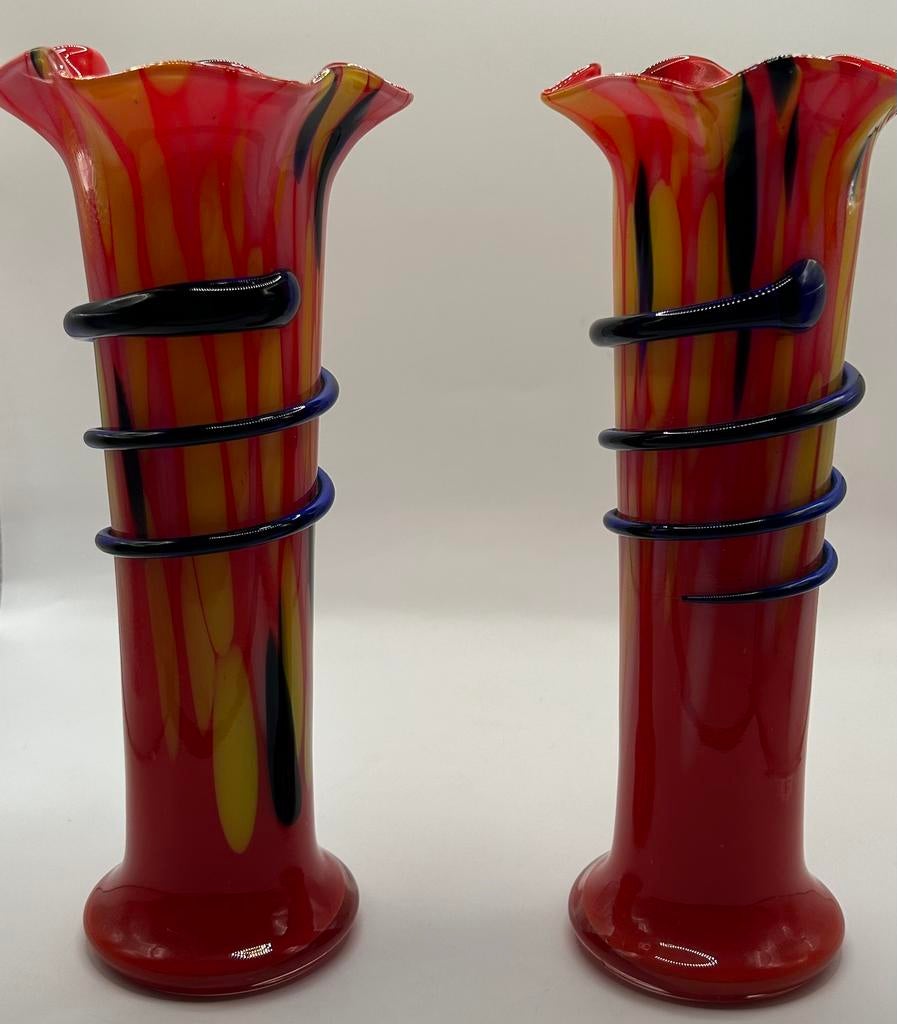Koppel art deco vazen spatterglas tango glas Tsjechie, Antiek en Kunst, Ophalen of Verzenden