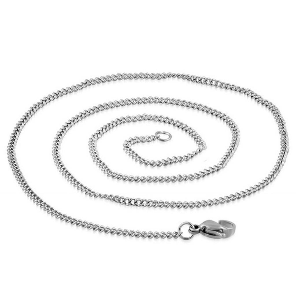 Chaîne acier avec maillon cubain 45cm - 1,8mm, Bijoux, Sacs & Beauté, Colliers, Neuf, Autres matériaux, Argent, Envoi